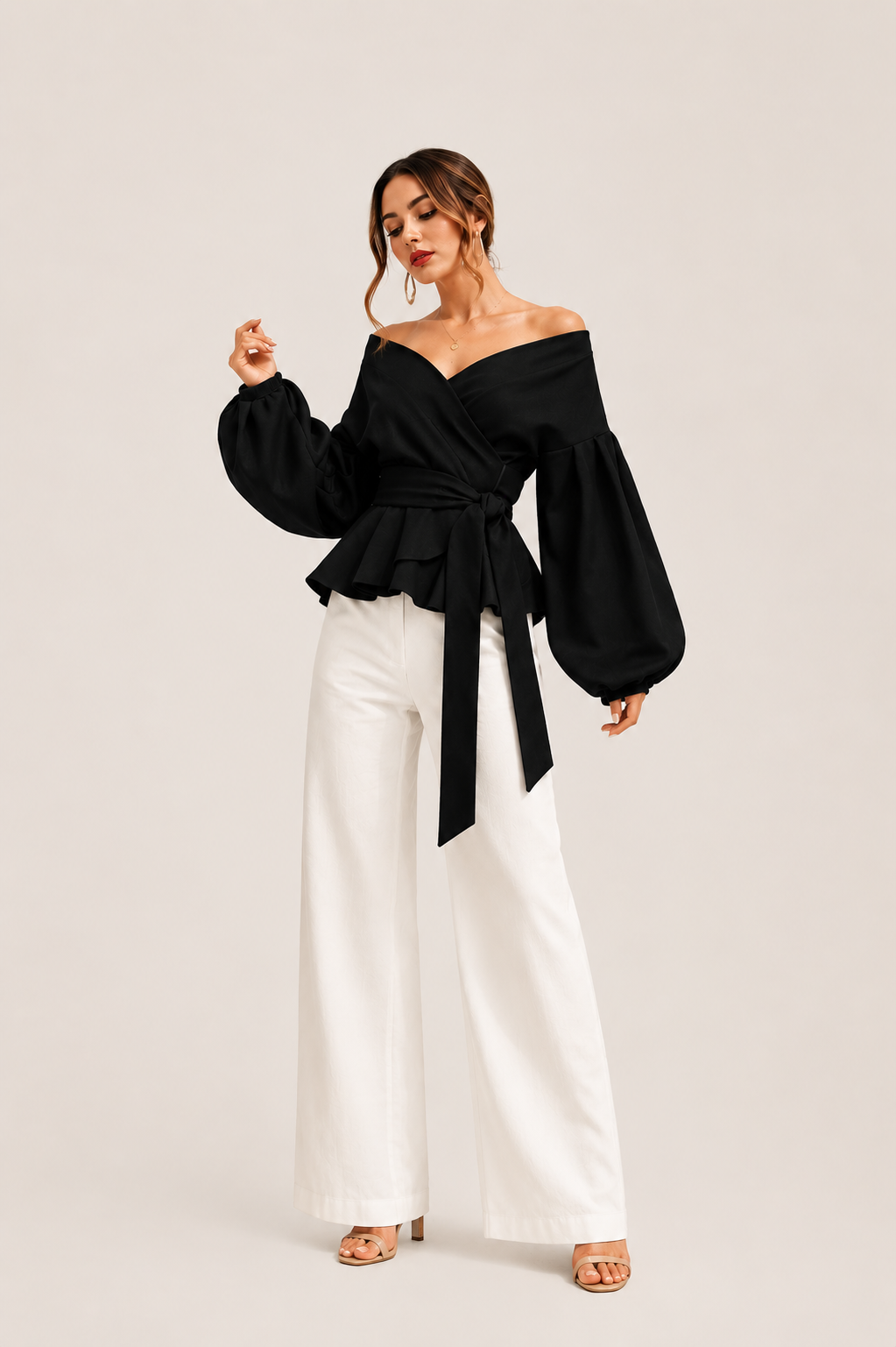 Evara Aurora Off-Shoulder Wrap Blouse