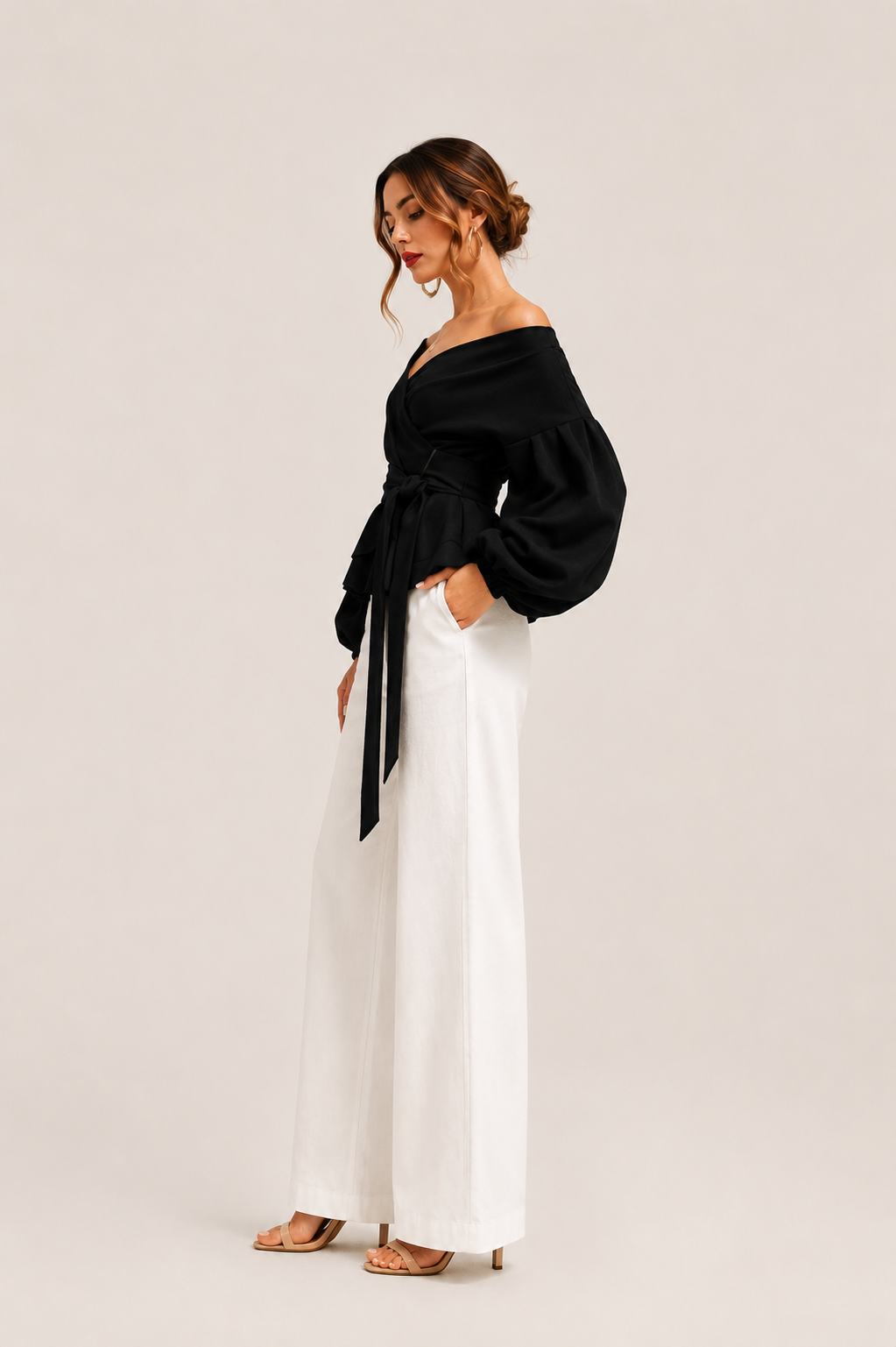 Evara™ Aurora Off-Shoulder Wrap Blouse - Image 4