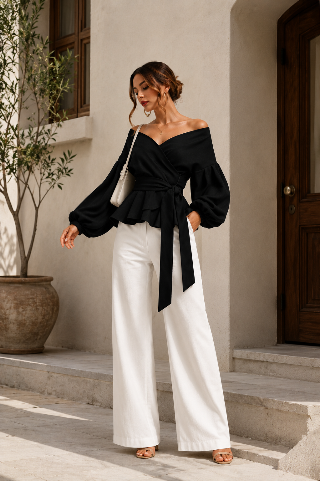 Evara™ Aurora Off-Shoulder Wrap Blouse - Image 5
