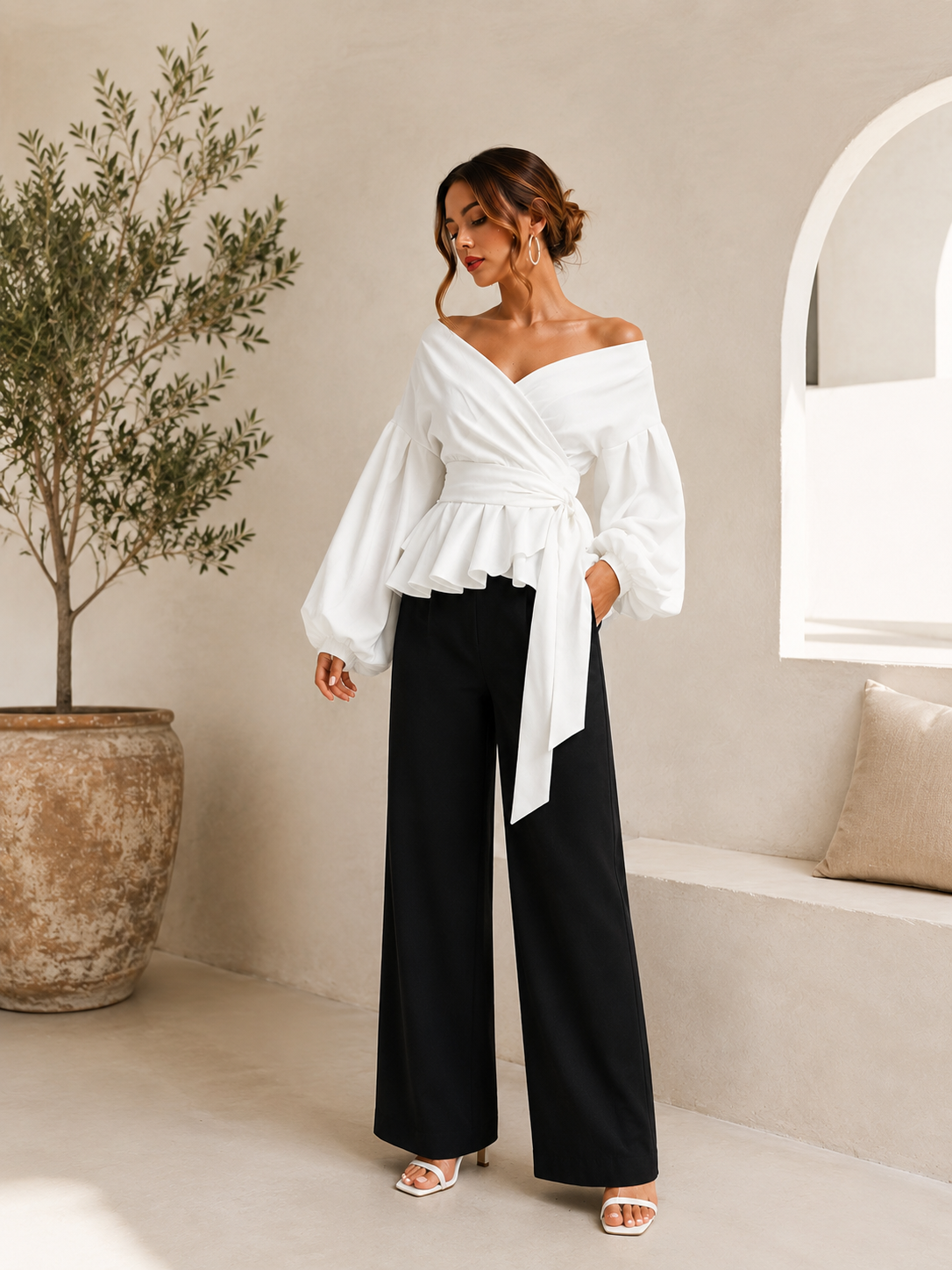 Evara™ Aurora Off-Shoulder Wrap Blouse - Image 7