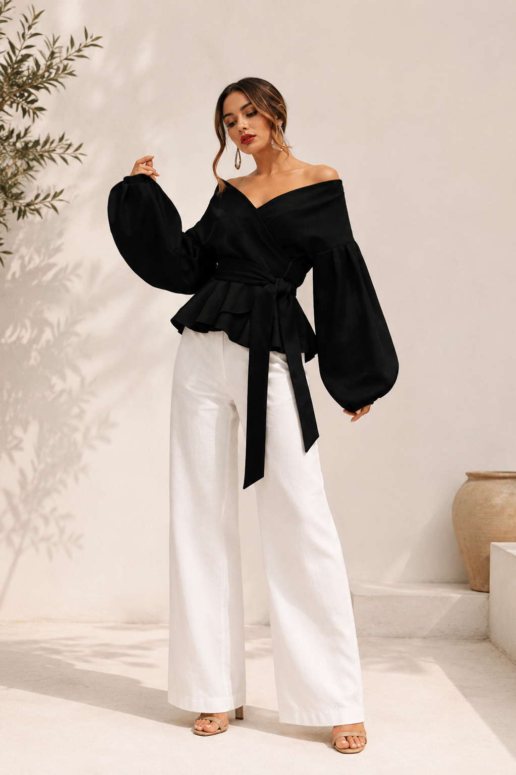 Evara™ Aurora Off-Shoulder Wrap Blouse - Image 2