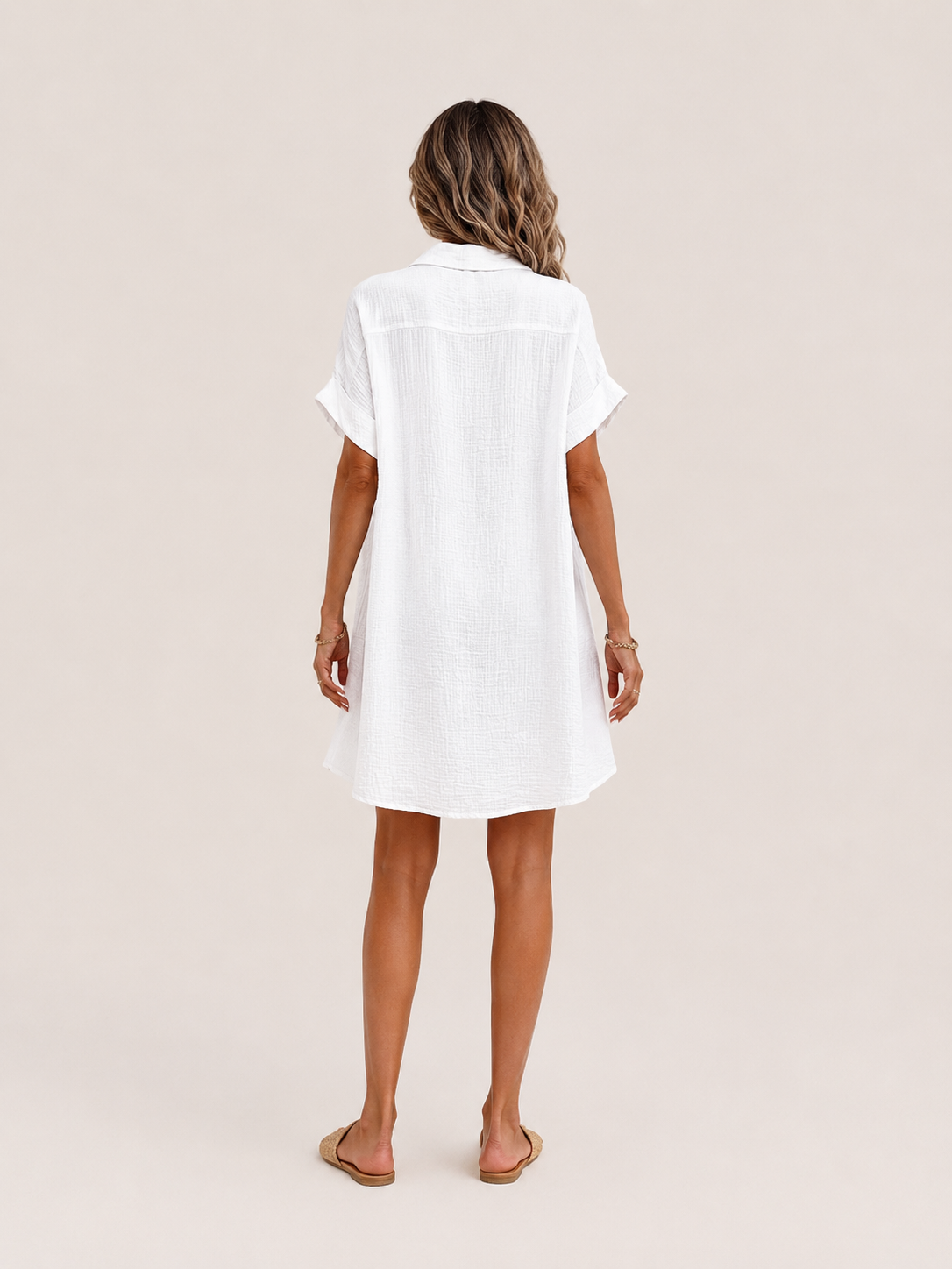 Evara™Willow Button-Front Linen Dress - Image 3